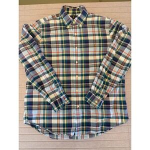 Polo Ralph Lauren Mens Slim Fit Plaid Button Down Shirt Large Blue Green Multi